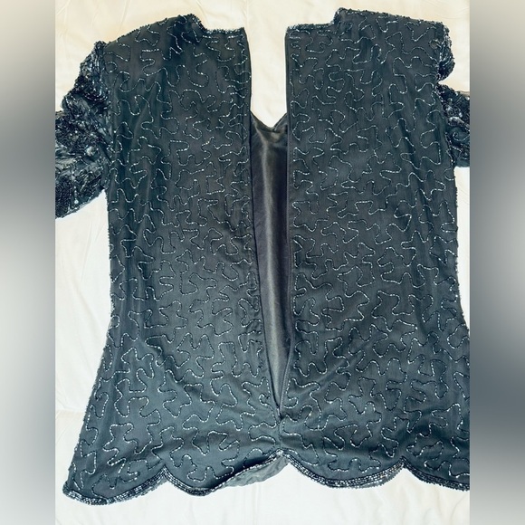 Stenay Women’s Vintage Black Beaded V-Neck Blouse Size M - Picture 9 of 11